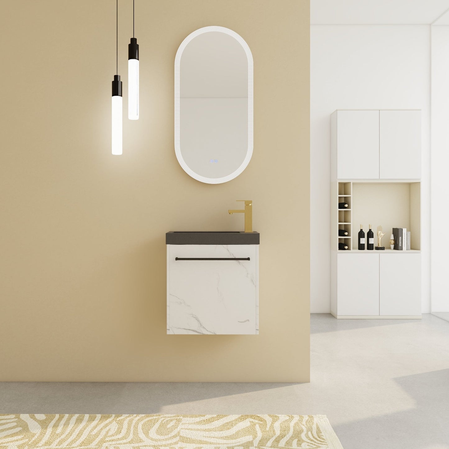 20'' Floating Wall - Mounted Bathroom Vanity with Resin Sink & Soft - Close Cabinet Door - 1st Choice Furniture Direct