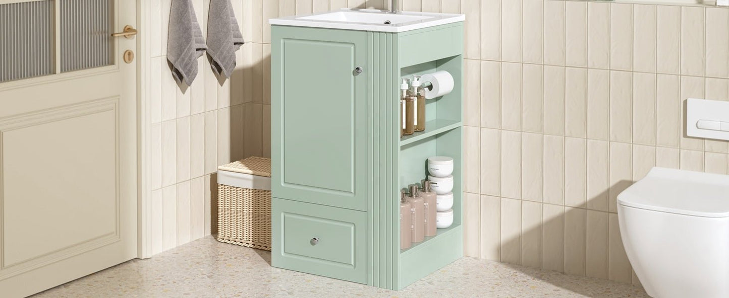 20 Inch Compact Bathroom Vanity – Green Freestanding Sink Cabinet with Storage - 1st Choice Furniture Direct