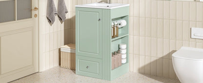 20 Inch Compact Bathroom Vanity – Green Freestanding Sink Cabinet with Storage - 1st Choice Furniture Direct