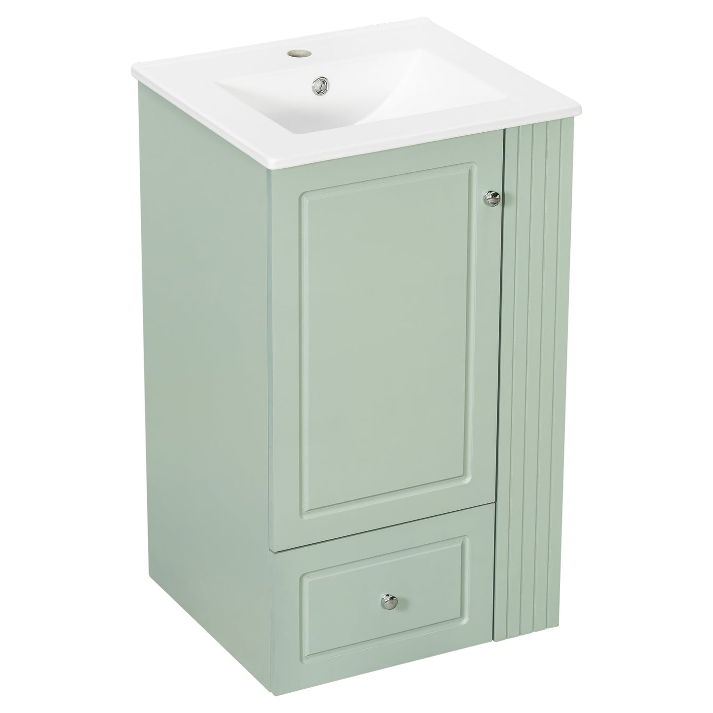 20 Inch Compact Bathroom Vanity – Green Freestanding Sink Cabinet with Storage - 1st Choice Furniture Direct
