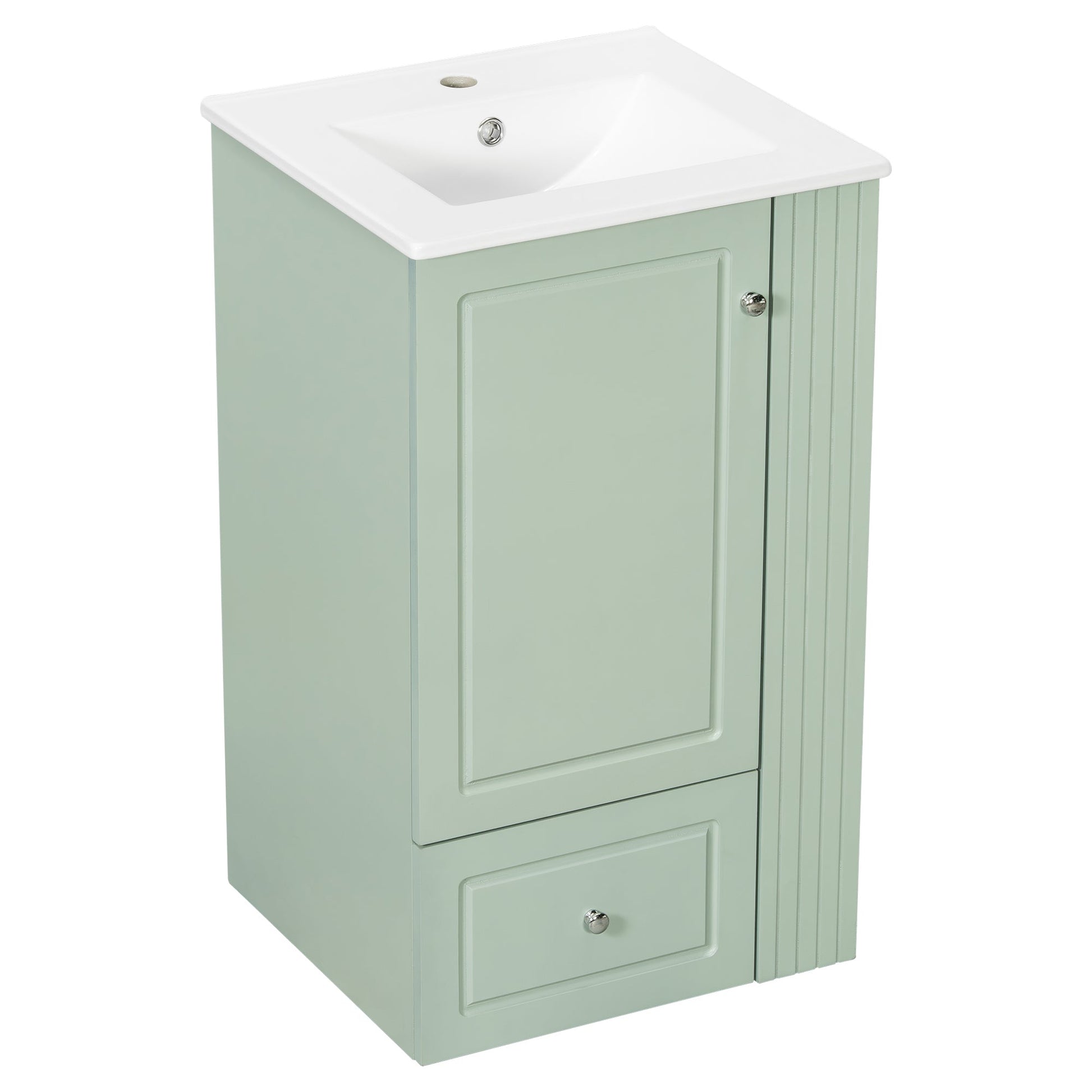 20 Inch Compact Bathroom Vanity – Green Freestanding Sink Cabinet with Storage - 1st Choice Furniture Direct