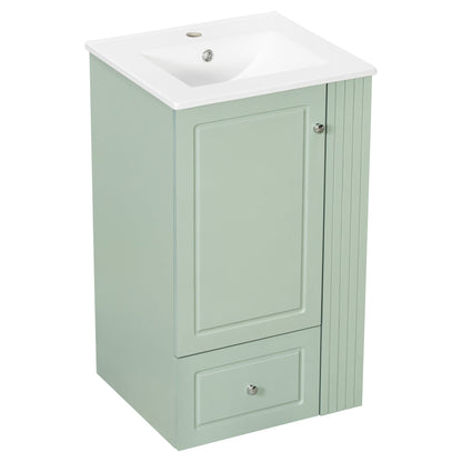 20 Inch Compact Bathroom Vanity – Green Freestanding Sink Cabinet with Storage - 1st Choice Furniture Direct