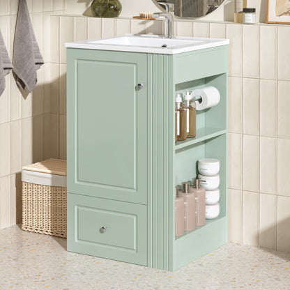 20 Inch Compact Bathroom Vanity – Green Freestanding Sink Cabinet with Storage - 1st Choice Furniture Direct