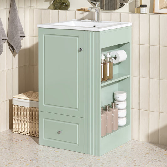 20 Inch Compact Bathroom Vanity – Green Freestanding Sink Cabinet with Storage - 1st Choice Furniture Direct