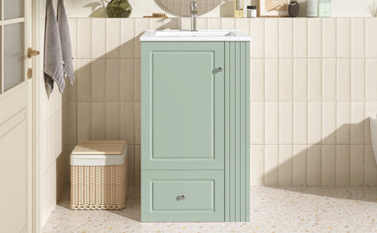 20 Inch Compact Bathroom Vanity – Green Freestanding Sink Cabinet with Storage - 1st Choice Furniture Direct