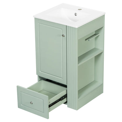 20 Inch Compact Bathroom Vanity – Green Freestanding Sink Cabinet with Storage - 1st Choice Furniture Direct