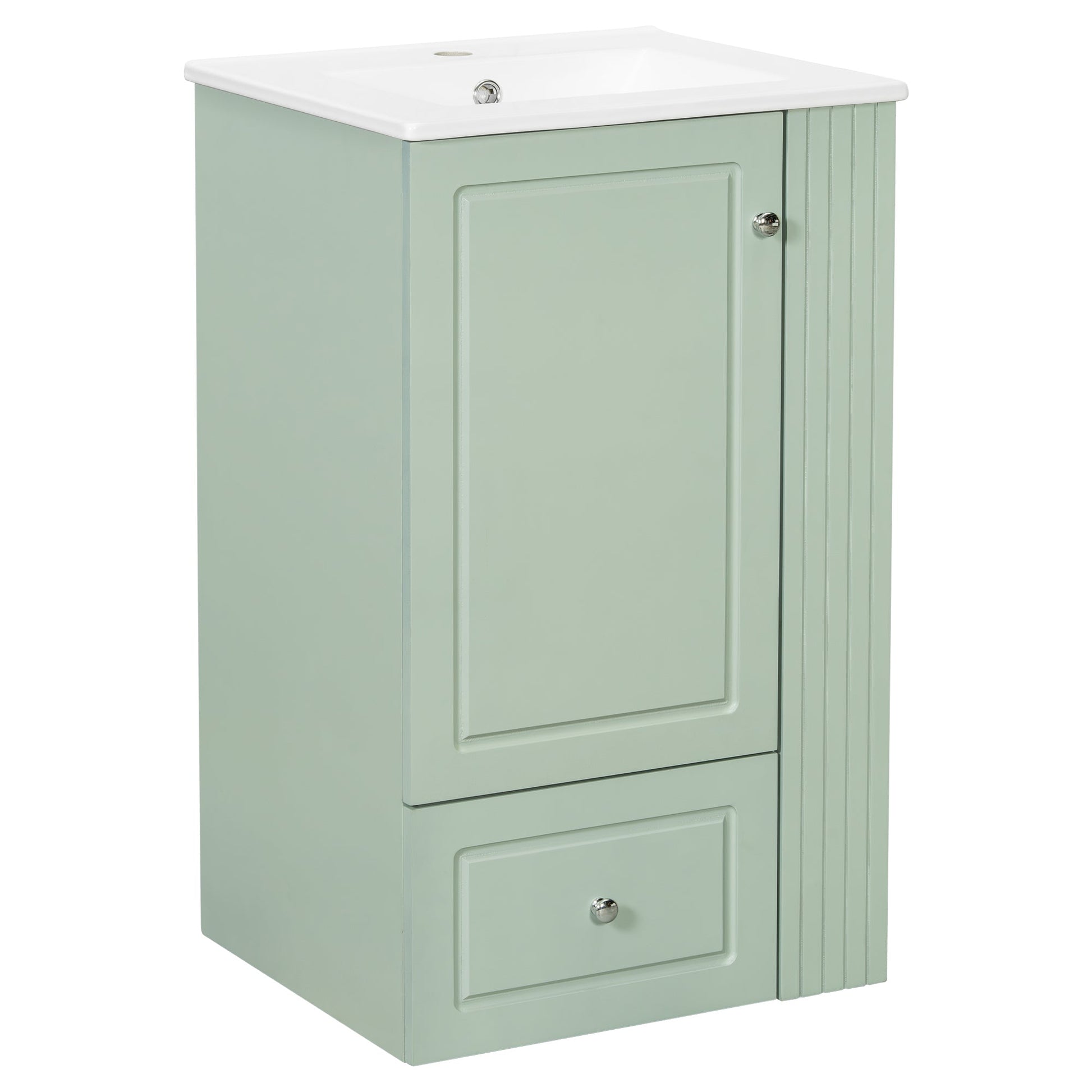20 Inch Compact Bathroom Vanity – Green Freestanding Sink Cabinet with Storage - 1st Choice Furniture Direct