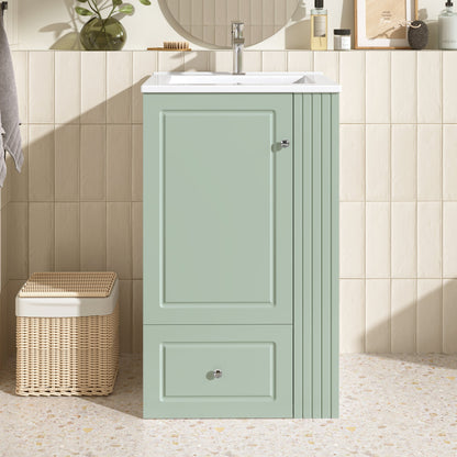 20 Inch Compact Bathroom Vanity – Green Freestanding Sink Cabinet with Storage - 1st Choice Furniture Direct
