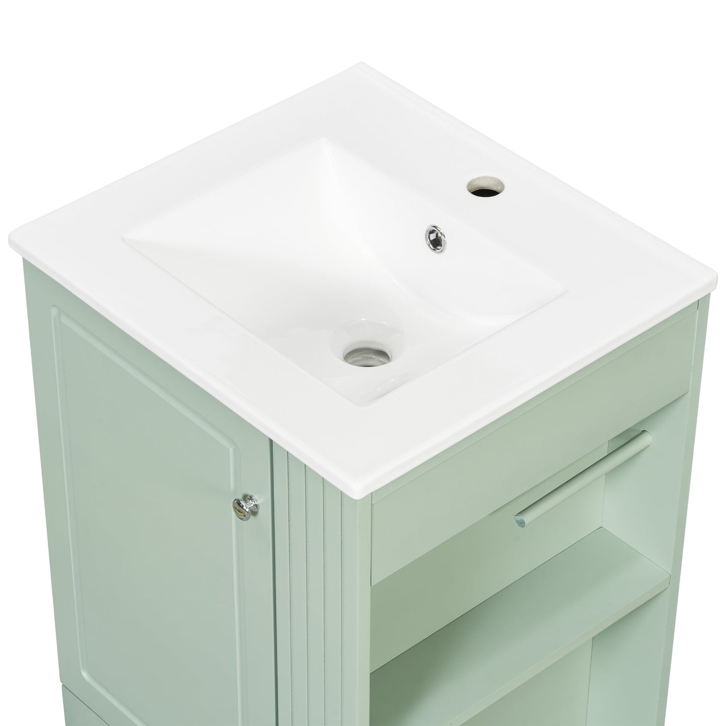 20 Inch Compact Bathroom Vanity – Green Freestanding Sink Cabinet with Storage - 1st Choice Furniture Direct
