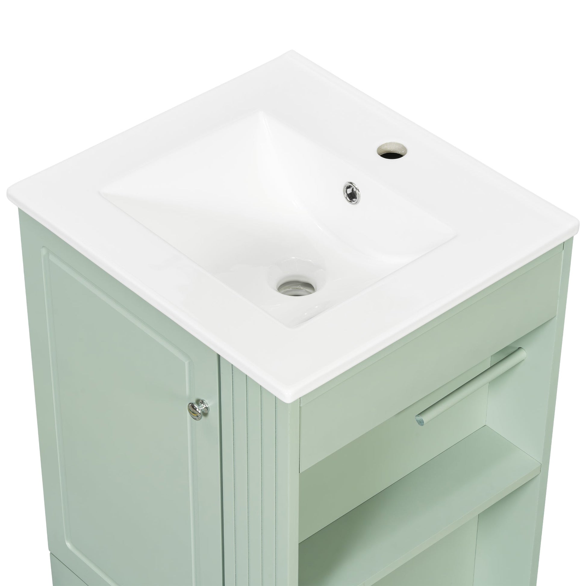 20 Inch Compact Bathroom Vanity – Green Freestanding Sink Cabinet with Storage - 1st Choice Furniture Direct