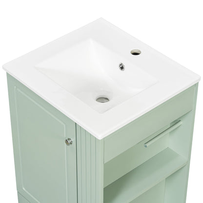 20 Inch Compact Bathroom Vanity – Green Freestanding Sink Cabinet with Storage - 1st Choice Furniture Direct