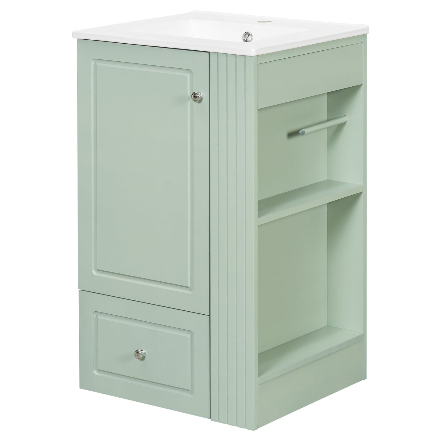 20 Inch Compact Bathroom Vanity – Green Freestanding Sink Cabinet with Storage - 1st Choice Furniture Direct