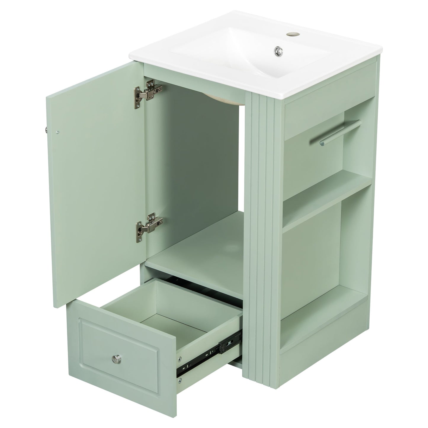 20 Inch Compact Bathroom Vanity – Green Freestanding Sink Cabinet with Storage - 1st Choice Furniture Direct