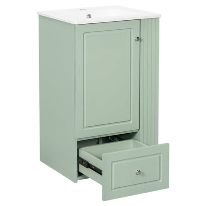20 Inch Compact Bathroom Vanity – Green Freestanding Sink Cabinet with Storage - 1st Choice Furniture Direct