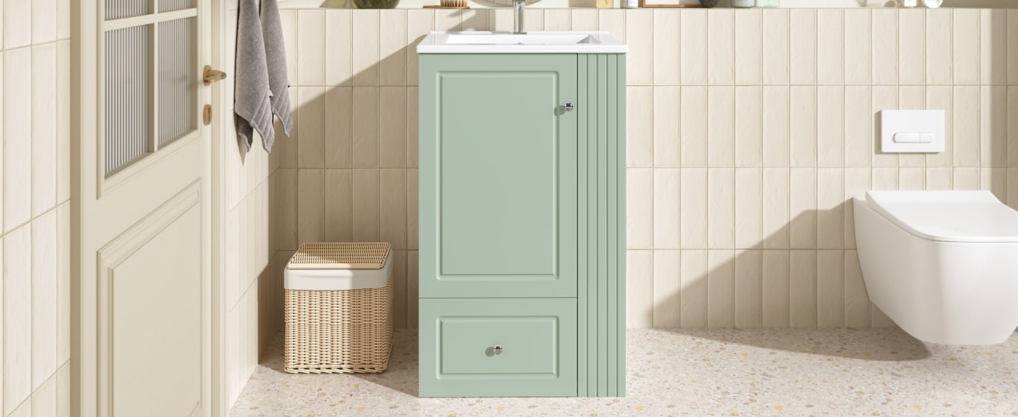 20 Inch Compact Bathroom Vanity – Green Freestanding Sink Cabinet with Storage - 1st Choice Furniture Direct