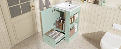 20 Inch Compact Bathroom Vanity – Green Freestanding Sink Cabinet with Storage - 1st Choice Furniture Direct