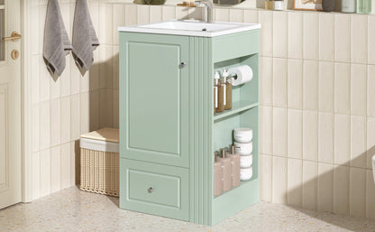 20 Inch Compact Bathroom Vanity – Green Freestanding Sink Cabinet with Storage - 1st Choice Furniture Direct