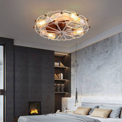 20 Inch Low Profile Caged Ceiling Fan with Light & Remote - 1st Choice Furniture Direct