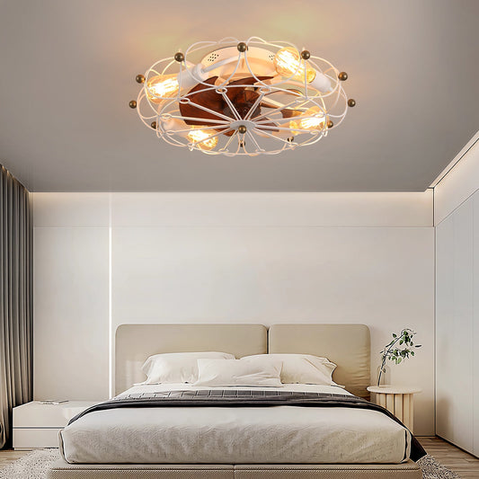 20 Inch Low Profile Caged Ceiling Fan with Light & Remote - 1st Choice Furniture Direct