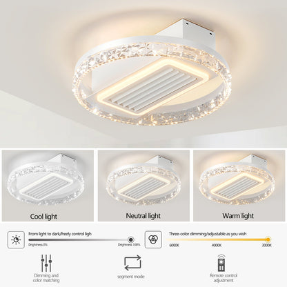 20' LED Bladeless Ceiling Fan Light with Remote Control – Modern Flush Mount Ceiling Lamp with Air Circulation and Adjustable Brightness for Living Room, Dining Room, or Bedroom - 1st Choice Furniture Direct