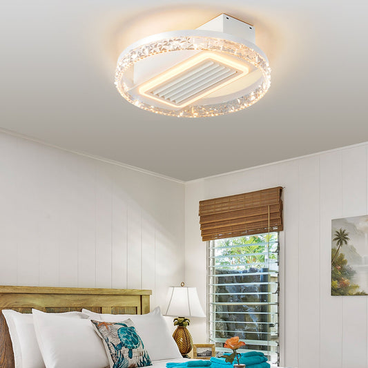 20' LED Bladeless Ceiling Fan Light with Remote Control – Modern Flush Mount Ceiling Lamp with Air Circulation and Adjustable Brightness for Living Room, Dining Room, or Bedroom - 1st Choice Furniture Direct