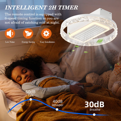 20' LED Bladeless Ceiling Fan Light with Remote Control – Modern Flush Mount Ceiling Lamp with Air Circulation and Adjustable Brightness for Living Room, Dining Room, or Bedroom - 1st Choice Furniture Direct