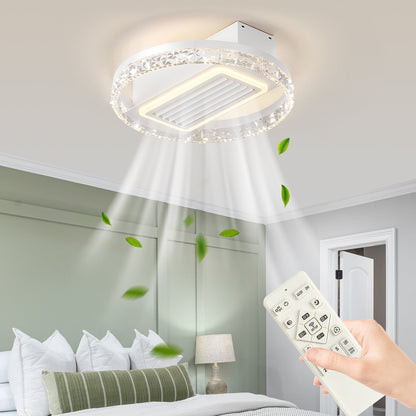 20' LED Bladeless Ceiling Fan Light with Remote Control – Modern Flush Mount Ceiling Lamp with Air Circulation and Adjustable Brightness for Living Room, Dining Room, or Bedroom - 1st Choice Furniture Direct