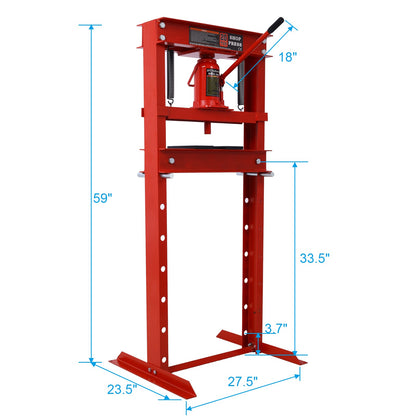 20 Ton Bottle Jack Shop Press, Bend, Straighten, or Press Parts, Install Bearings, U - Joints, Bushings, Ball Joints, and Pulleys,RED - 1st Choice Furniture Direct