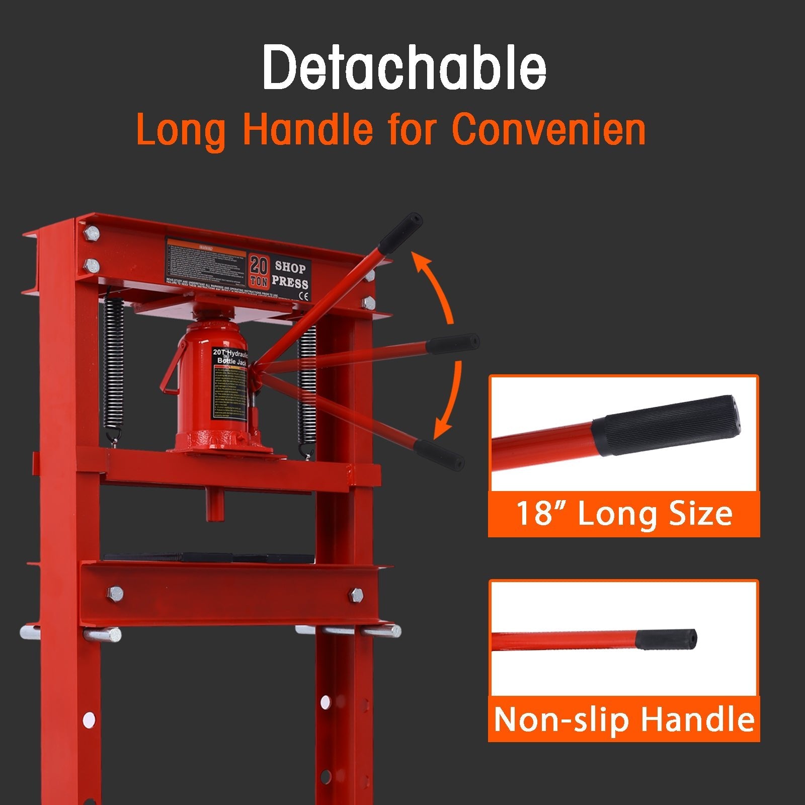 20 Ton Bottle Jack Shop Press, Bend, Straighten, or Press Parts, Install Bearings, U - Joints, Bushings, Ball Joints, and Pulleys,RED - 1st Choice Furniture Direct