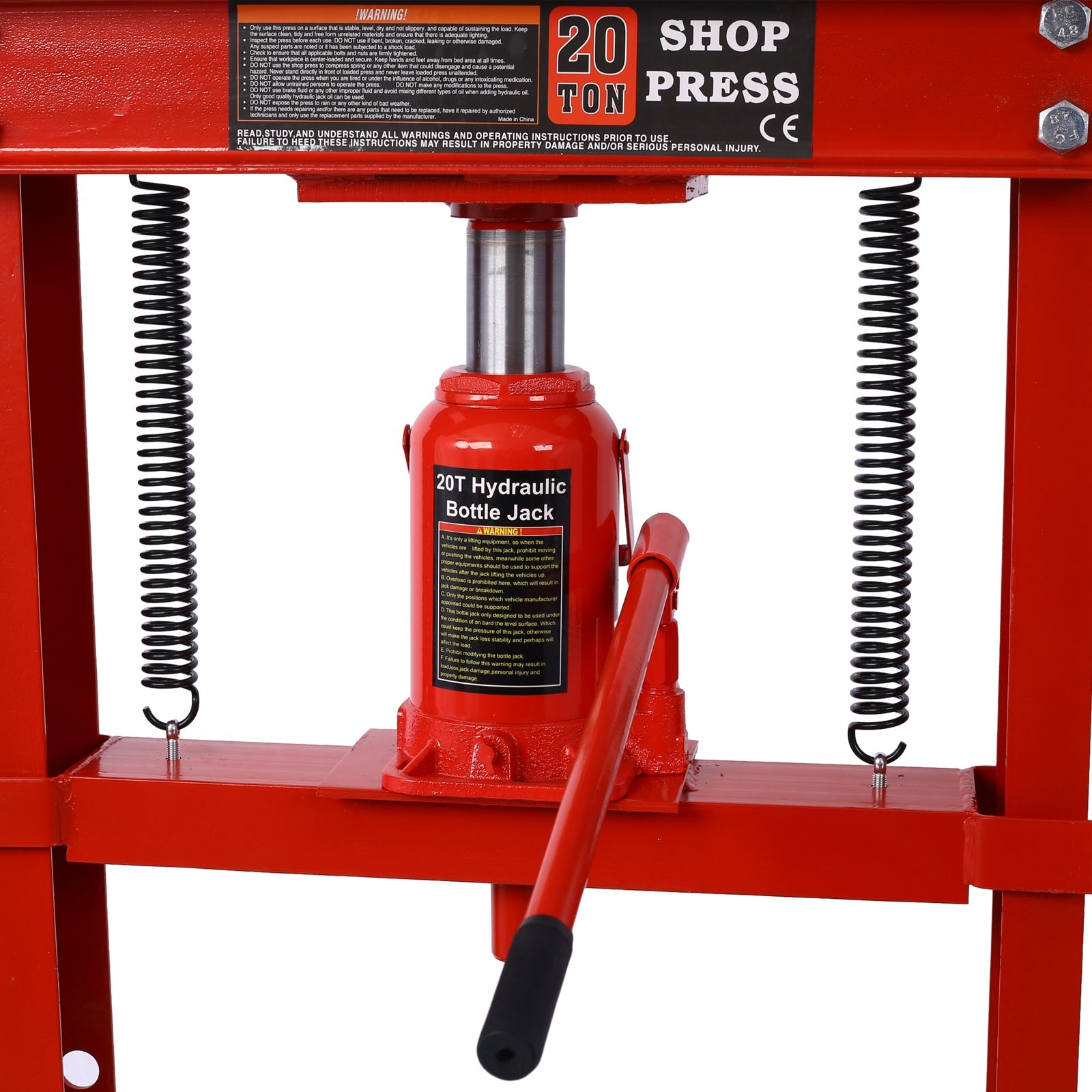 20 Ton Bottle Jack Shop Press, Bend, Straighten, or Press Parts, Install Bearings, U - Joints, Bushings, Ball Joints, and Pulleys,RED - 1st Choice Furniture Direct