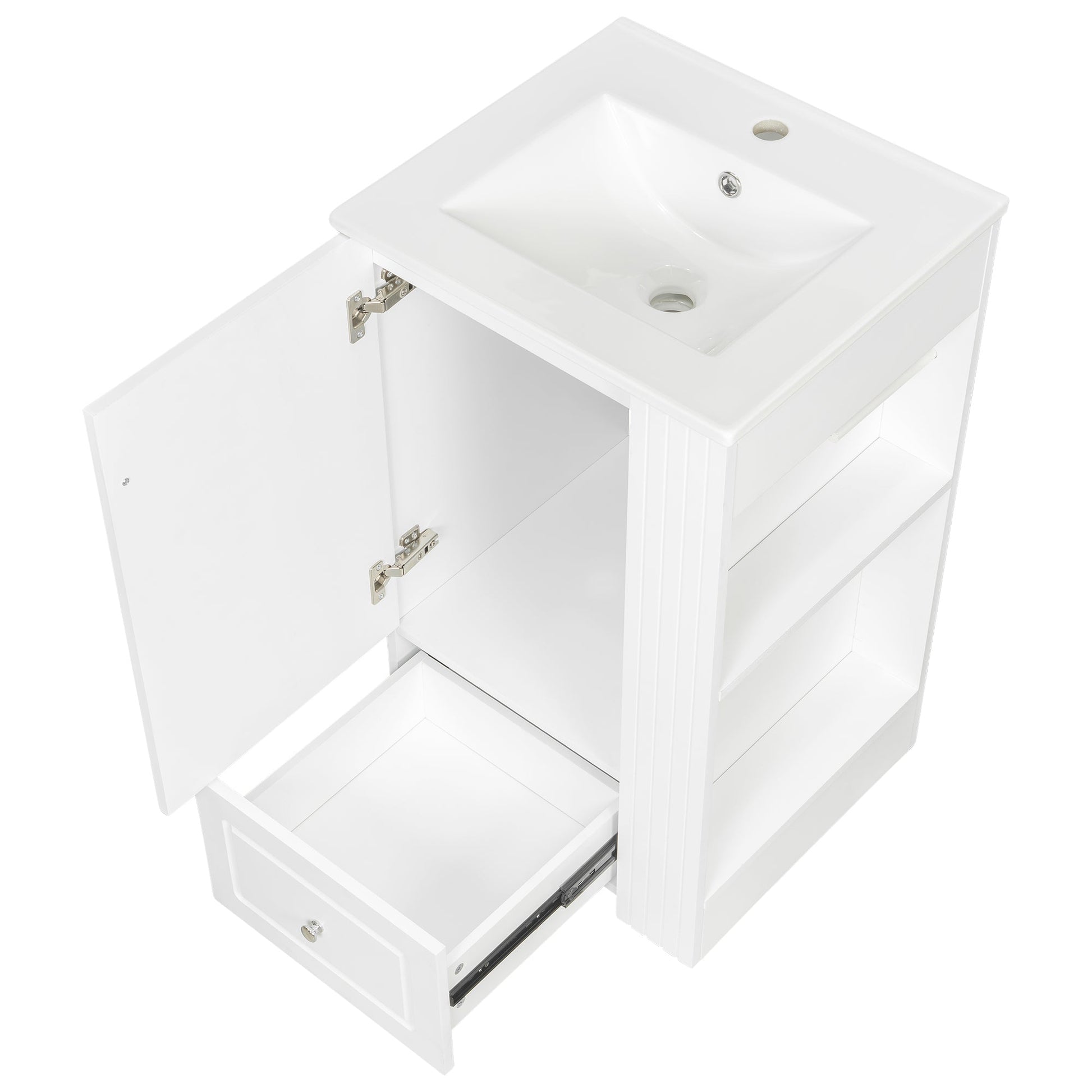 20" White Bathroom Vanity with Ceramic Sink | Freestanding Vanity - 1st Choice Furniture Direct
