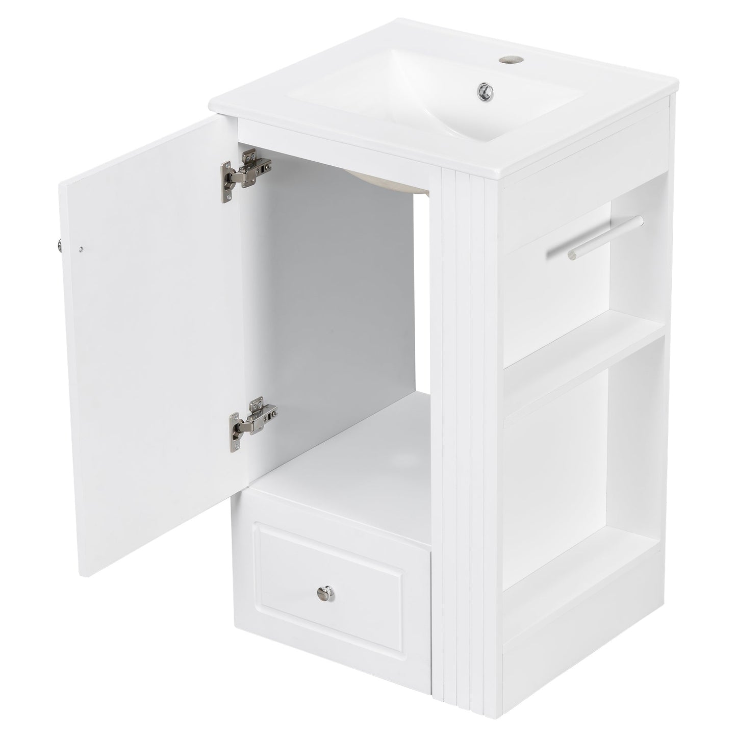 20" White Bathroom Vanity with Ceramic Sink | Freestanding Vanity - 1st Choice Furniture Direct