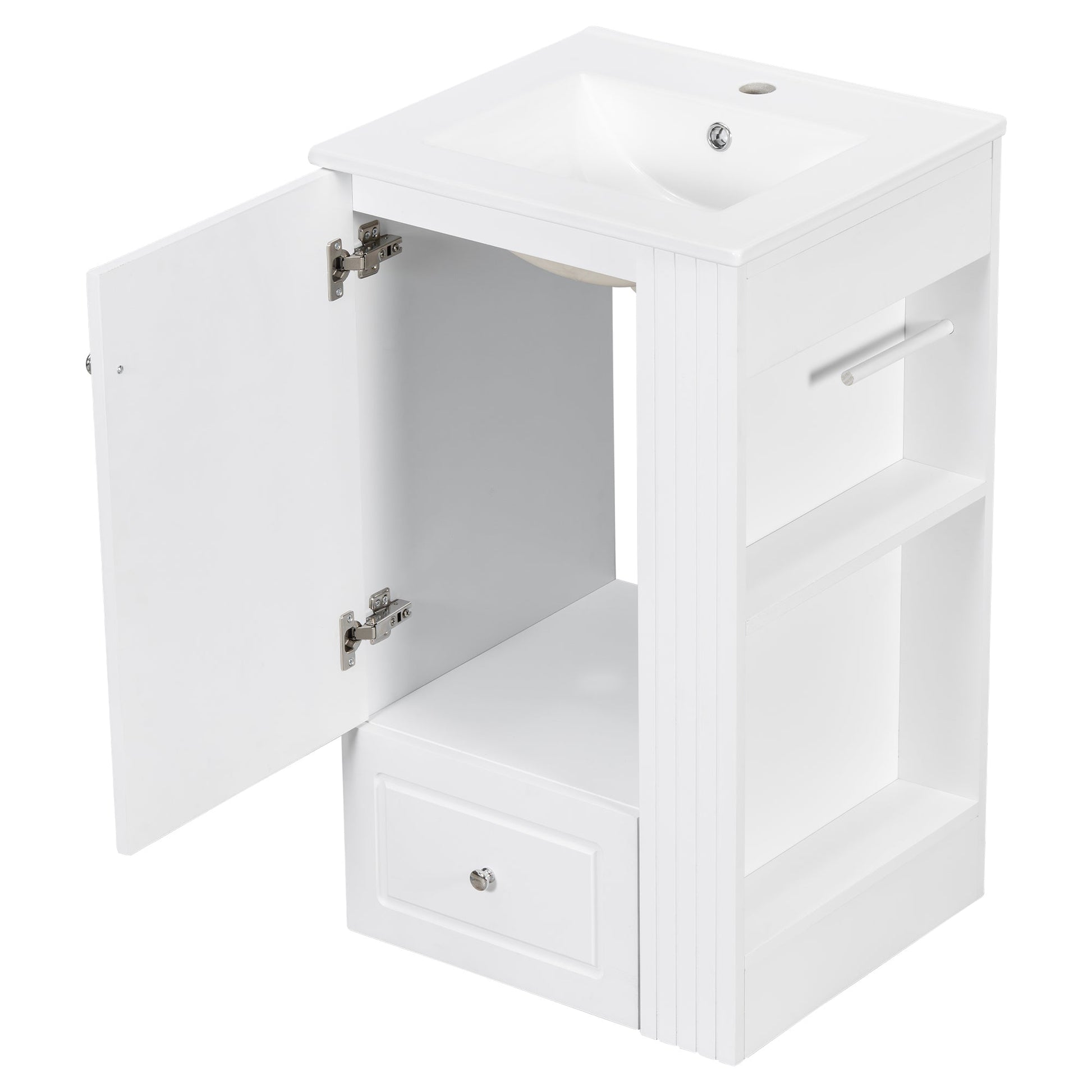 20" White Bathroom Vanity with Ceramic Sink | Freestanding Vanity - 1st Choice Furniture Direct