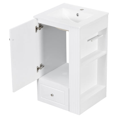 20" White Bathroom Vanity with Ceramic Sink | Freestanding Vanity - 1st Choice Furniture Direct