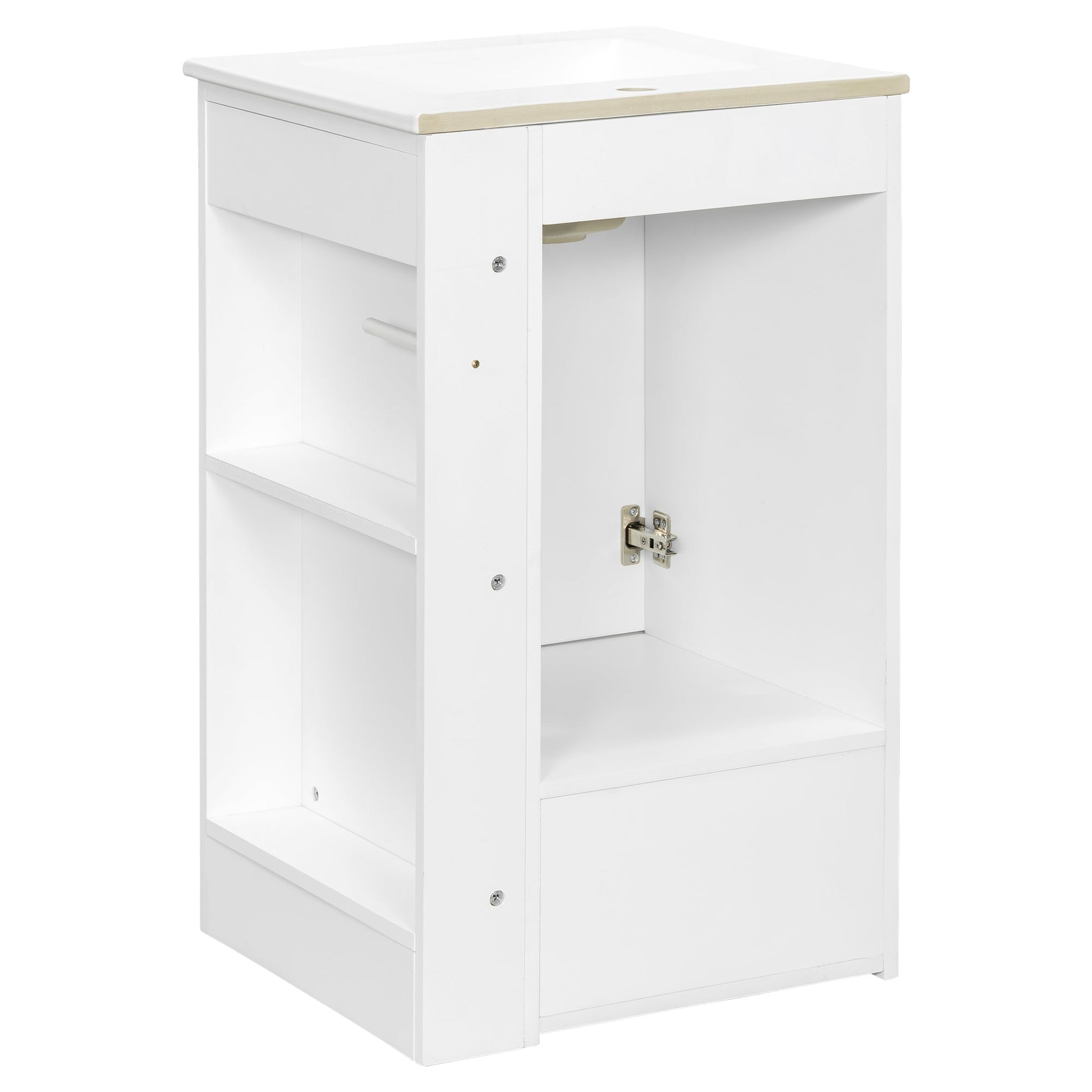 20" White Bathroom Vanity with Ceramic Sink | Freestanding Vanity - 1st Choice Furniture Direct