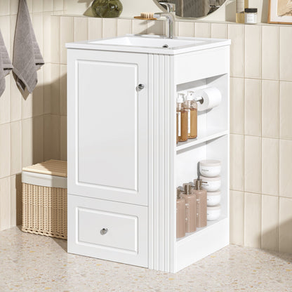 20" White Bathroom Vanity with Ceramic Sink | Freestanding Vanity - 1st Choice Furniture Direct