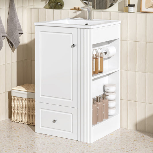 20" White Bathroom Vanity with Ceramic Sink | Freestanding Vanity - 1st Choice Furniture Direct