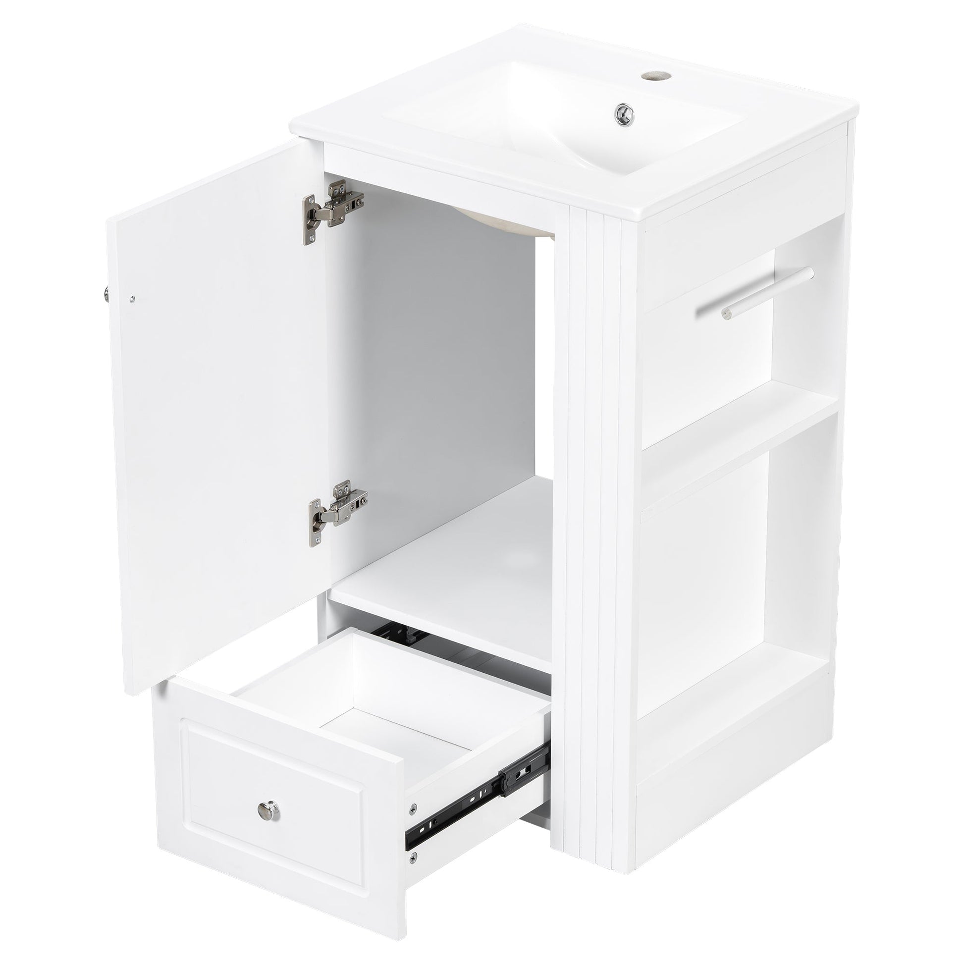 20" White Bathroom Vanity with Ceramic Sink | Freestanding Vanity - 1st Choice Furniture Direct