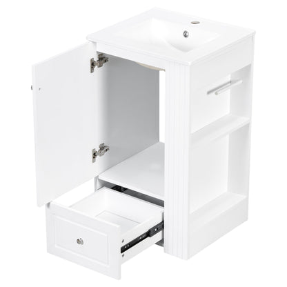 20" White Bathroom Vanity with Ceramic Sink | Freestanding Vanity - 1st Choice Furniture Direct