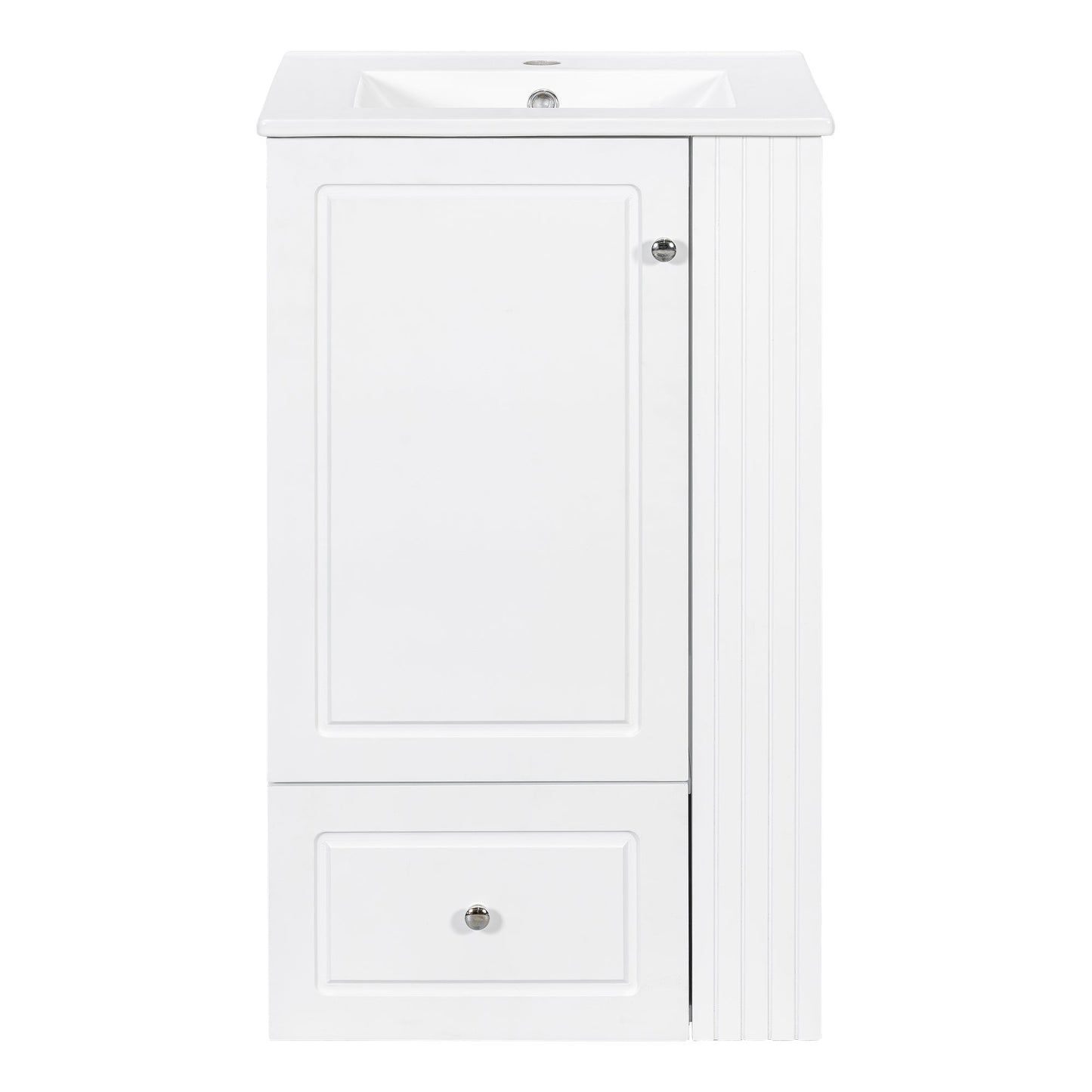 20" White Bathroom Vanity with Ceramic Sink | Freestanding Vanity - 1st Choice Furniture Direct