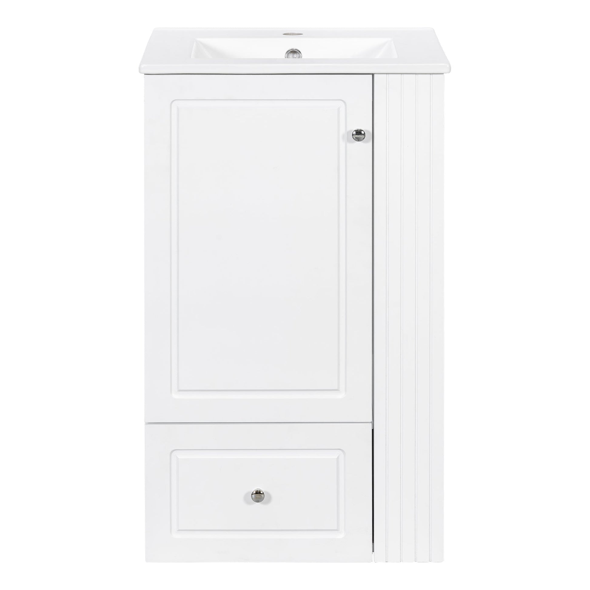 20" White Bathroom Vanity with Ceramic Sink | Freestanding Vanity - 1st Choice Furniture Direct