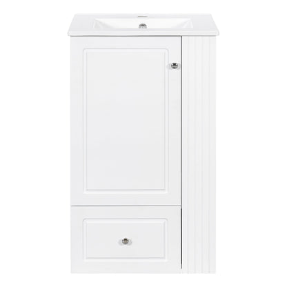 20" White Bathroom Vanity with Ceramic Sink | Freestanding Vanity - 1st Choice Furniture Direct