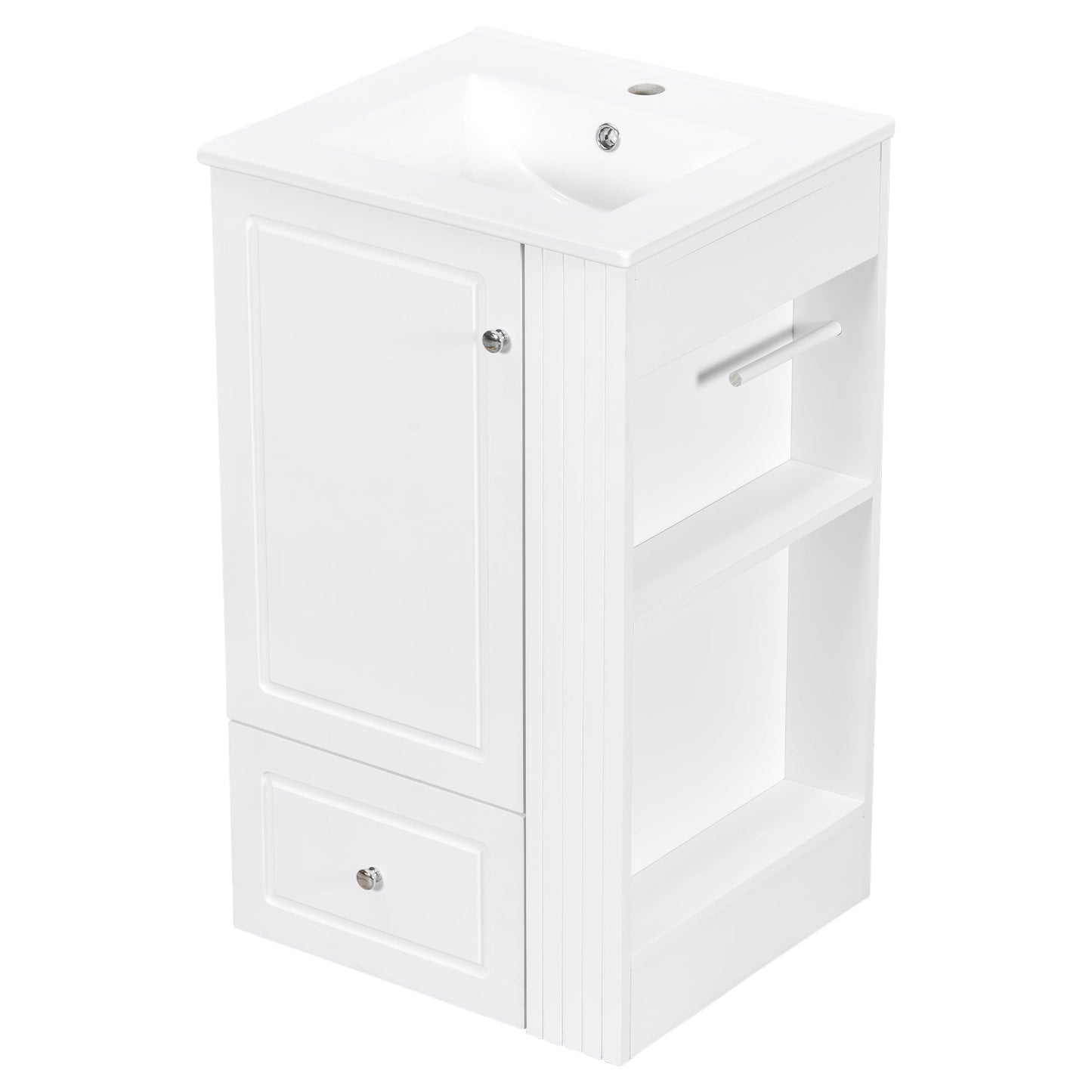 20" White Bathroom Vanity with Ceramic Sink | Freestanding Vanity - 1st Choice Furniture Direct