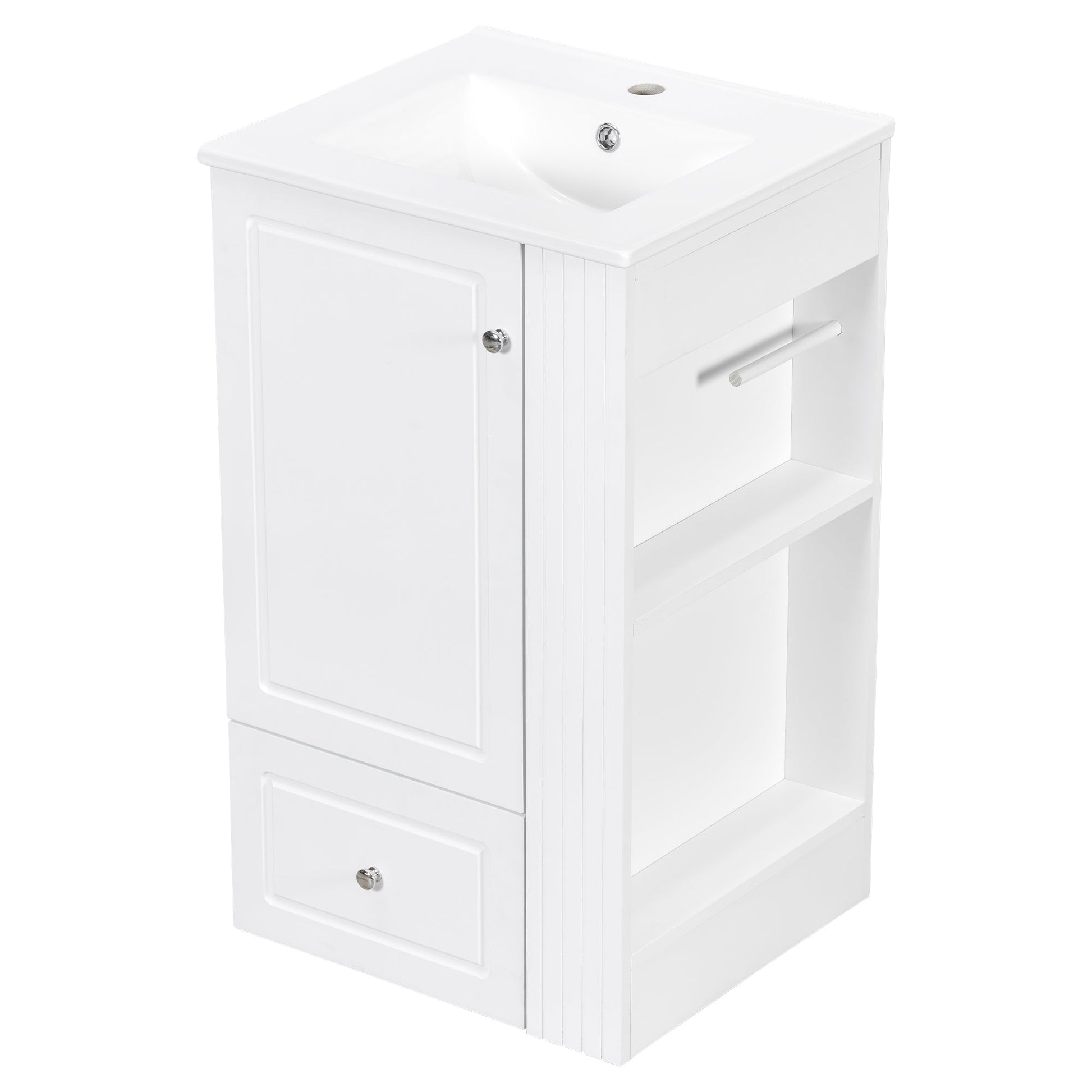 20" White Bathroom Vanity with Ceramic Sink | Freestanding Vanity - 1st Choice Furniture Direct