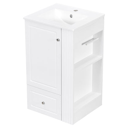 20" White Bathroom Vanity with Ceramic Sink | Freestanding Vanity - 1st Choice Furniture Direct