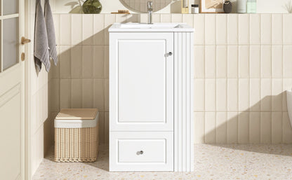 20" White Bathroom Vanity with Ceramic Sink | Freestanding Vanity - 1st Choice Furniture Direct