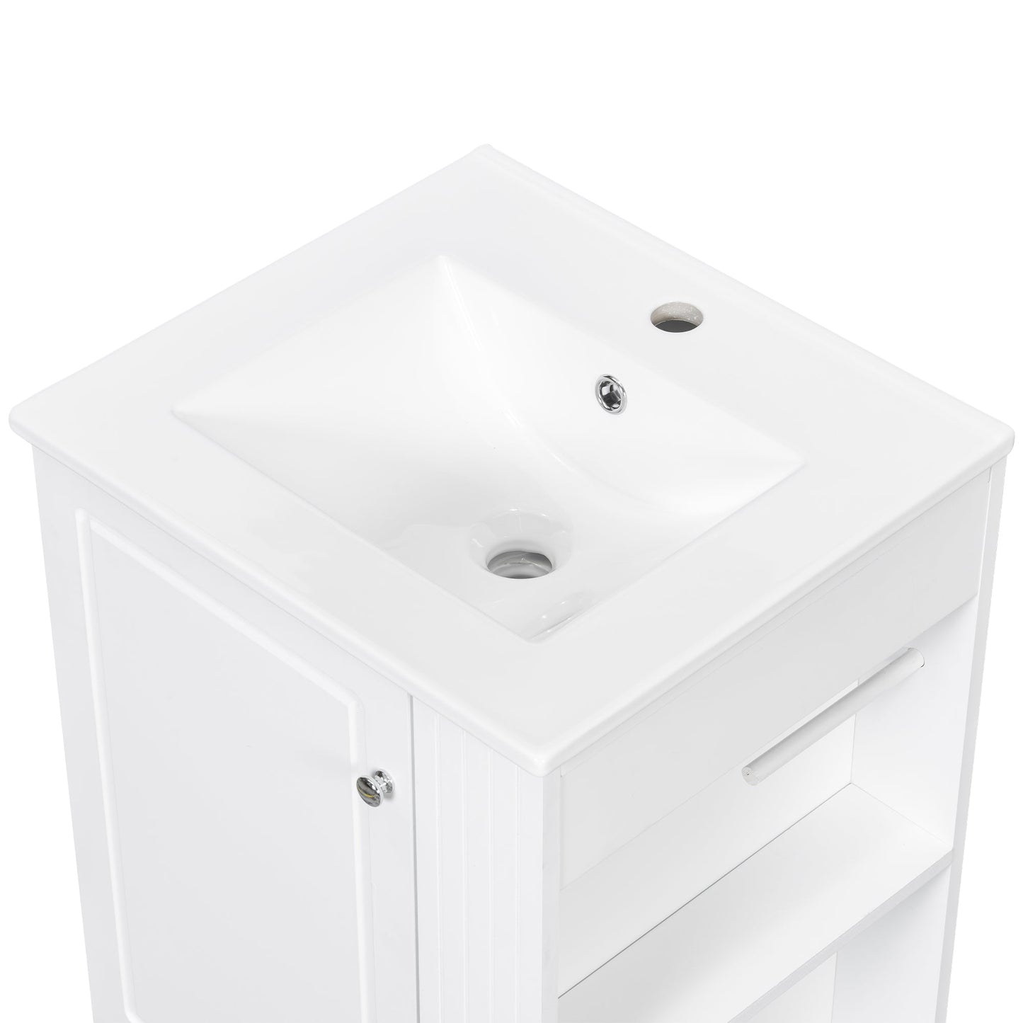 20" White Bathroom Vanity with Ceramic Sink | Freestanding Vanity - 1st Choice Furniture Direct