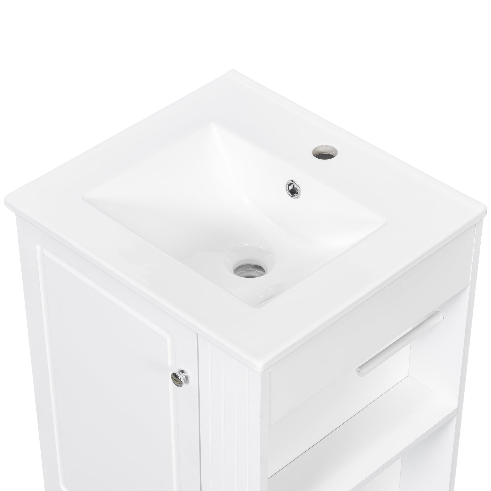 20" White Bathroom Vanity with Ceramic Sink | Freestanding Vanity - 1st Choice Furniture Direct