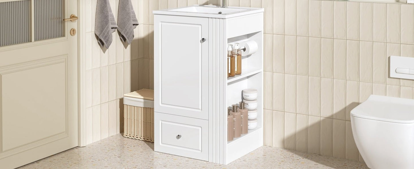 20" White Bathroom Vanity with Ceramic Sink | Freestanding Vanity - 1st Choice Furniture Direct