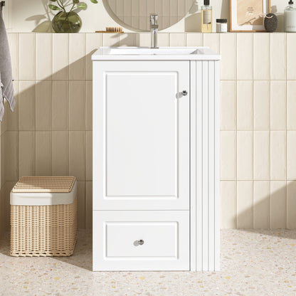 20" White Bathroom Vanity with Ceramic Sink | Freestanding Vanity - 1st Choice Furniture Direct